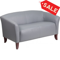 Flash Furniture 111-2-GY-GG Hercules Imperial Series Leather Loveseat in Grey